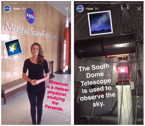 NASA Instagram Stories