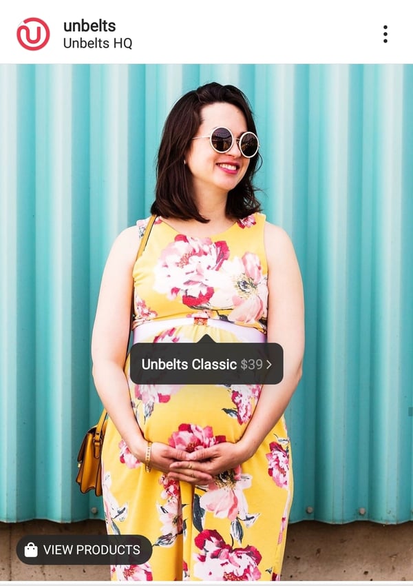Unbelts Shoppable Instagram Post Maternity Campaign